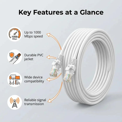 Cat6 Ethernet Cable RJ45 UTP 0.5M–50M – 1000Mbps High-Speed LAN Network Cable for Router, Computer & Internet Connection