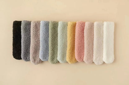 3 Pairs Unisex Plush Slipper Socks — Thick Winter Coral Fleece Cozy Mid-Calf Socks for Couples