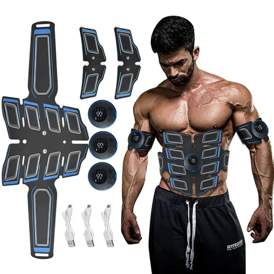 USB Rechargeable Abdominal Muscle Trainer - Portable Electronic EMS Massage Fitness Belt for Core Workout Exercise Training
