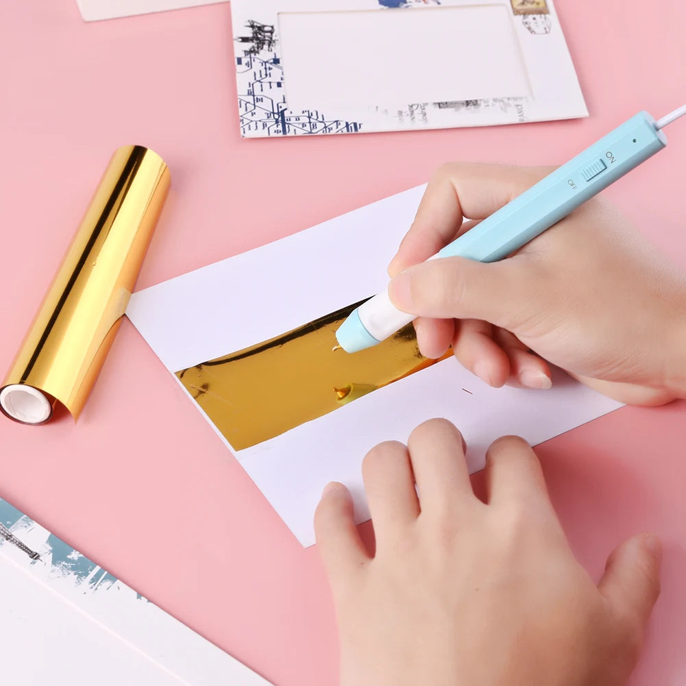 USB Hot Foil Pen with 0.8/1.5/2.5mm Tips – Slim Heat-Resistant Grip for DIY Calligraphy on Paper & Leather