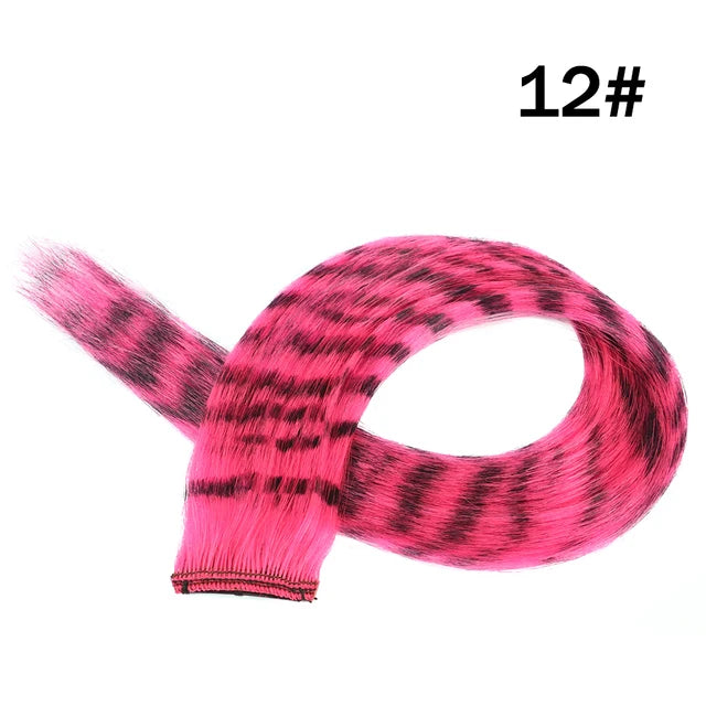 18" Synthetic Long Straight Hair Extension – High Temperature Clip-In Hairpiece, Feather Wig in Blue Rose Color for Women