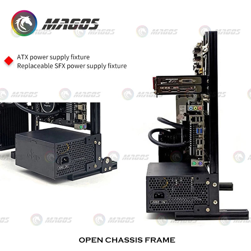 Aluminum Open Frame PC Case – Supports ITX/MATX/ATX Motherboards, Vertical Gaming Cabinet for DIY & Water Cooling Builds