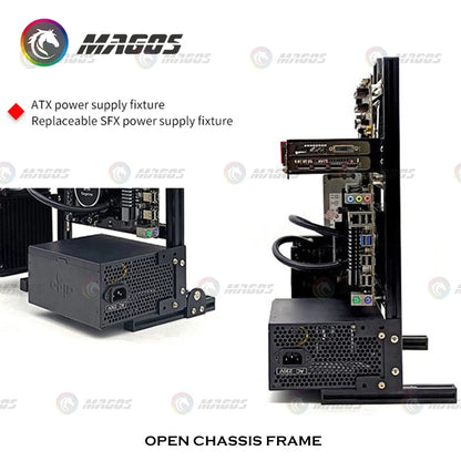 Aluminum Open Frame PC Case – Supports ITX/MATX/ATX Motherboards, Vertical Gaming Cabinet for DIY & Water Cooling Builds