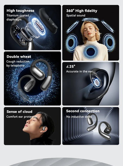 ERAZER XF31 AI Translator Earphones - Bluetooth Translation Earbuds, Sleep ASMR Headset, DIY APP, Wireless Open-Back Headphones