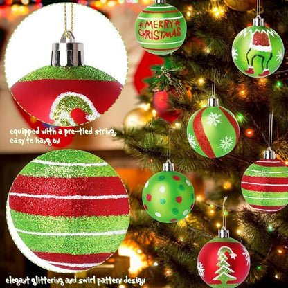 12PCS 6cm Christmas Ball Ornament Set – Festive Decorations for Tree, New Year, Wedding & Spring Festival Party Scenes