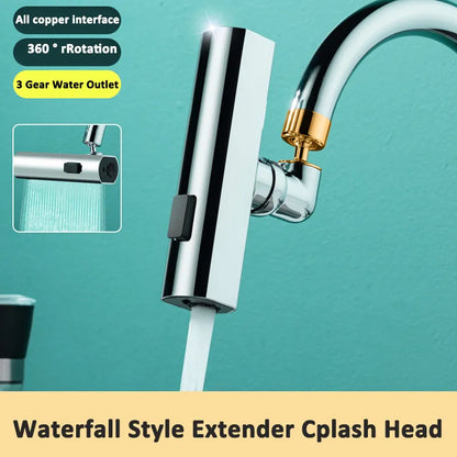 Universal 360° Rotating Kitchen Faucet Bubbler - Splash Proof Waterfall Outlet with 3 Modes - Multifunctional Tap Nozzle Extension