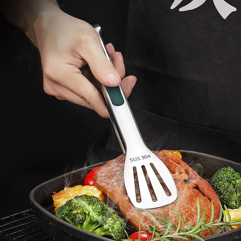 Non-Slip Stainless Steel Food Tongs – Meat, Salad and Bread Clip for Barbecue, Grill and Buffet | Kitchen Cooking Tools