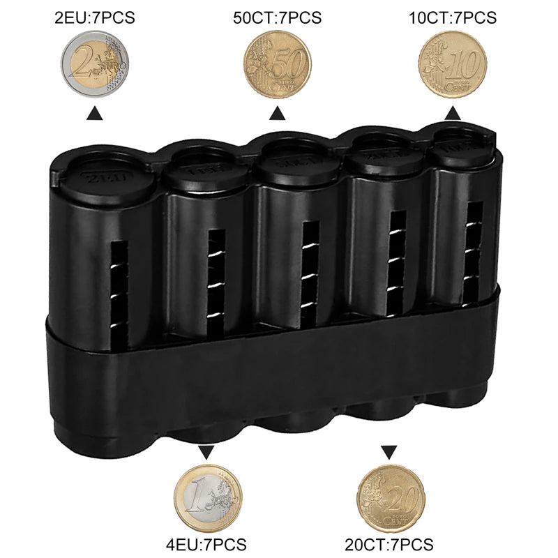 Car Coin Storage Purse – Euro Coin Bank Holder, Plastic Wallet & Cash Organizer Box for Savings