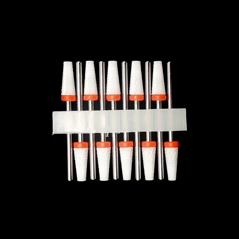 10PCS Ceramic Nail Drill Bits - Rotary Milling Cutters for Gel Polish Removal & Nail Grinding Machine Accessories