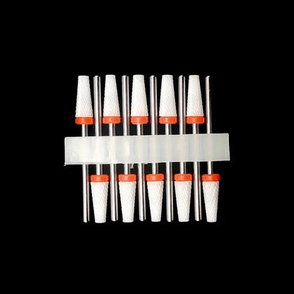 10PCS Ceramic Nail Drill Bits - Rotary Milling Cutters for Gel Polish Removal & Nail Grinding Machine Accessories