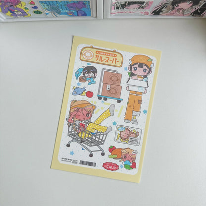 Cute Shibuya Girl Kawaii Stickers – Y2K Cartoon Scrapbook & Diary Decorative Stickers