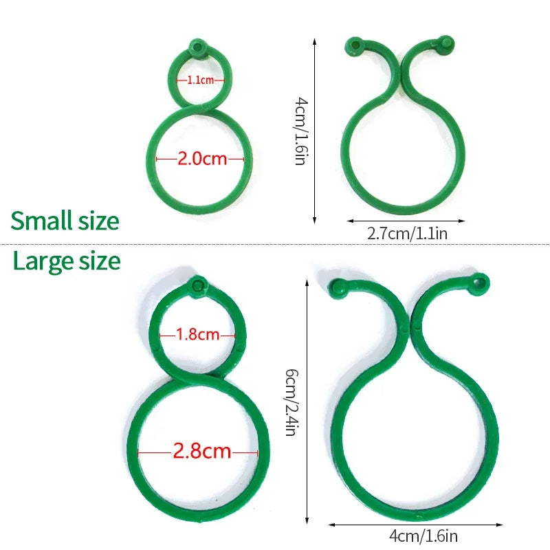 Plastic Garden Vine Strapping Clips - 20/50/100Pcs Tie Plant Bundled Buckle Ring Holder for Tomato Plants and Garden Support