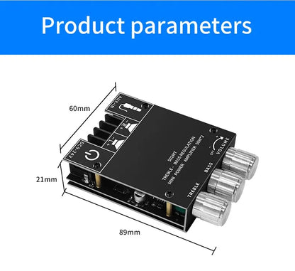 ZK-502MT Bluetooth 5.0 Stereo Subwoofer Amplifier Board | 2x50W High Power 2.0 Channel Bass AMP