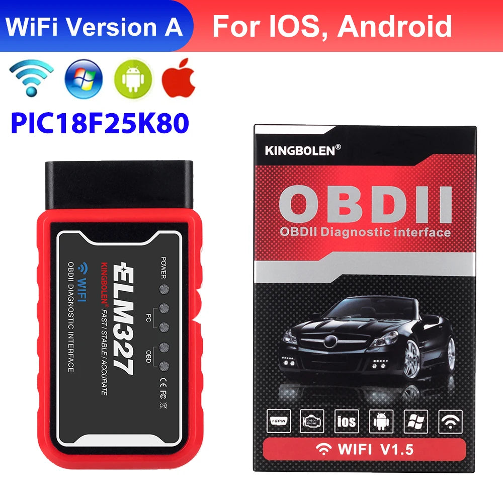ELM327 V1.5 OBD2 Scanner - Bluetooth & WiFi Car Code Reader Diagnostic Tool for iPhone Android