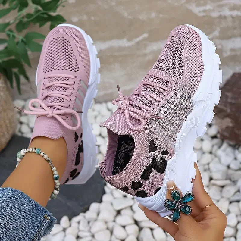 Women’s 2025 Leopard Print Sneakers – Lightweight Breathable Casual Shoes for Sale
