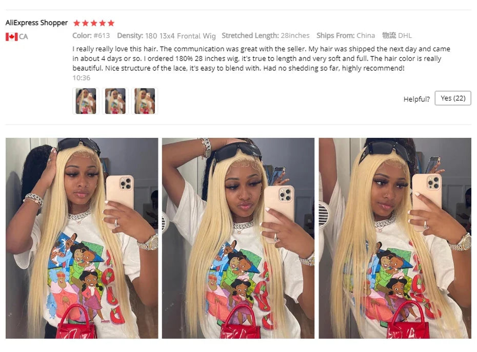 40-42 Inch 613 Blonde HD Lace Front Wig – 13x6 Straight Human Hair, 250% Density Brazilian Wig for Women