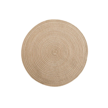 4pcs Round Woven Ramie Table Mats – Non-Slip Placemats for Dining, Bowls, Cups, and Kitchen Use