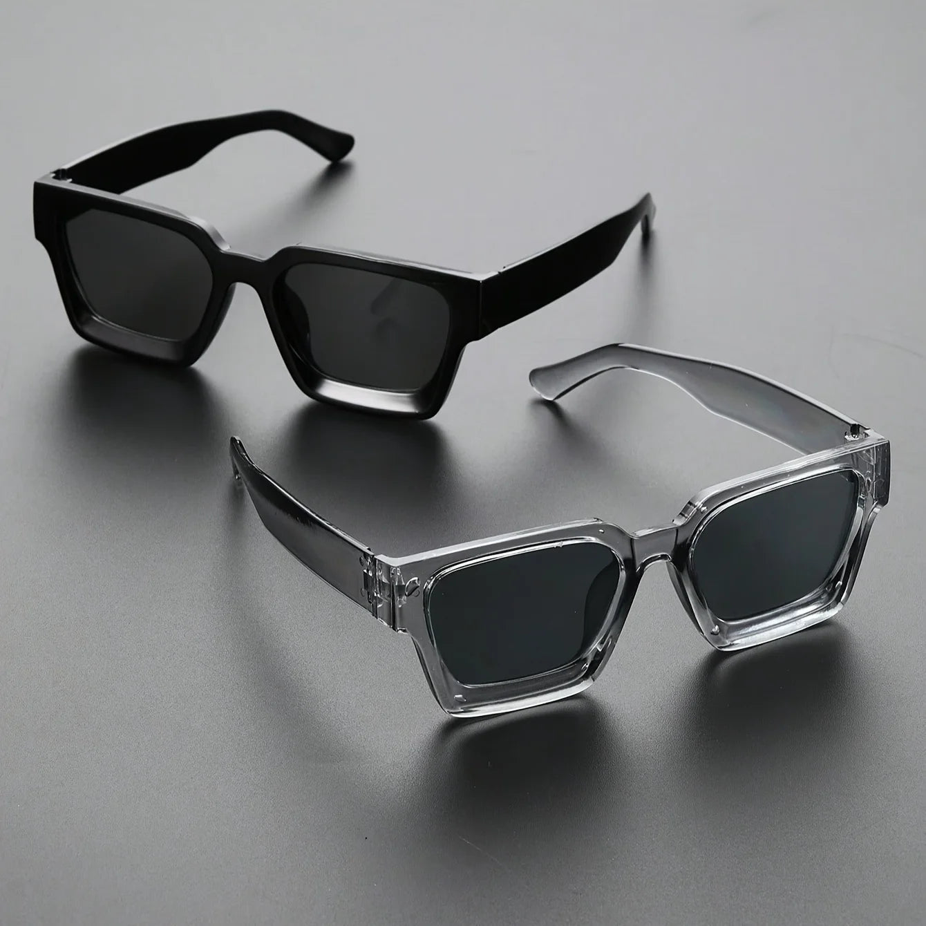 1 or 2 PC Classic Square Plastic Frame Sunglasses – Unisex Daily Fashion Shades & Eyewear Accessories