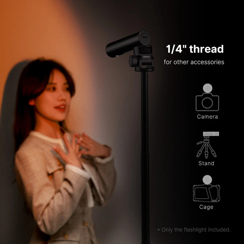 Ulanzi LM07 Zoomable Videography Flashlight - Photography Fill & Ambience Light with 1/4'' Thread for Camera Stand & Cage
