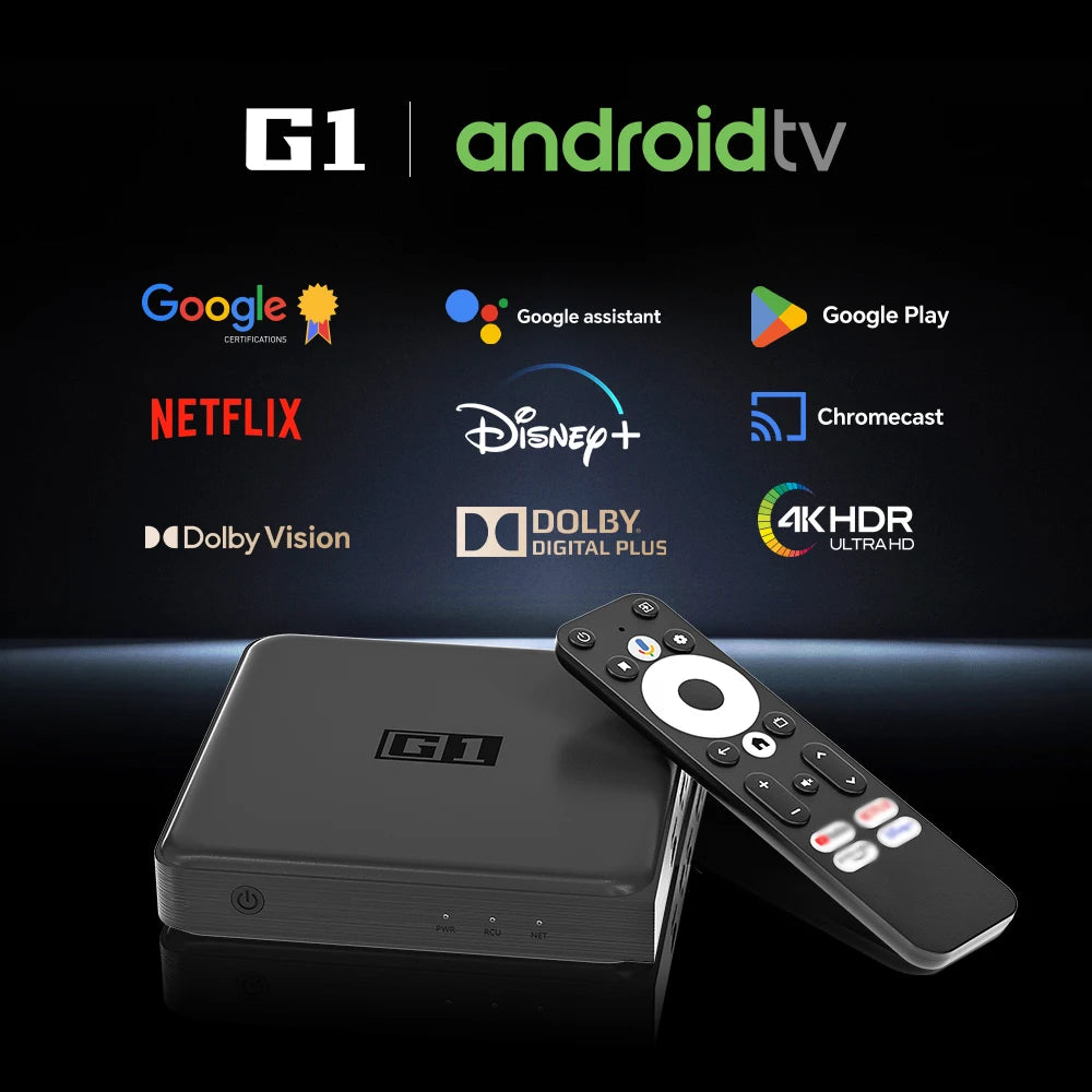 KINHANK G1 Android TV Box – 4K Ultra HD, Google Certified, Netflix, Dolby Vision, HDR10+, 4GB RAM, 32GB Storage, WiFi6 Streaming Device