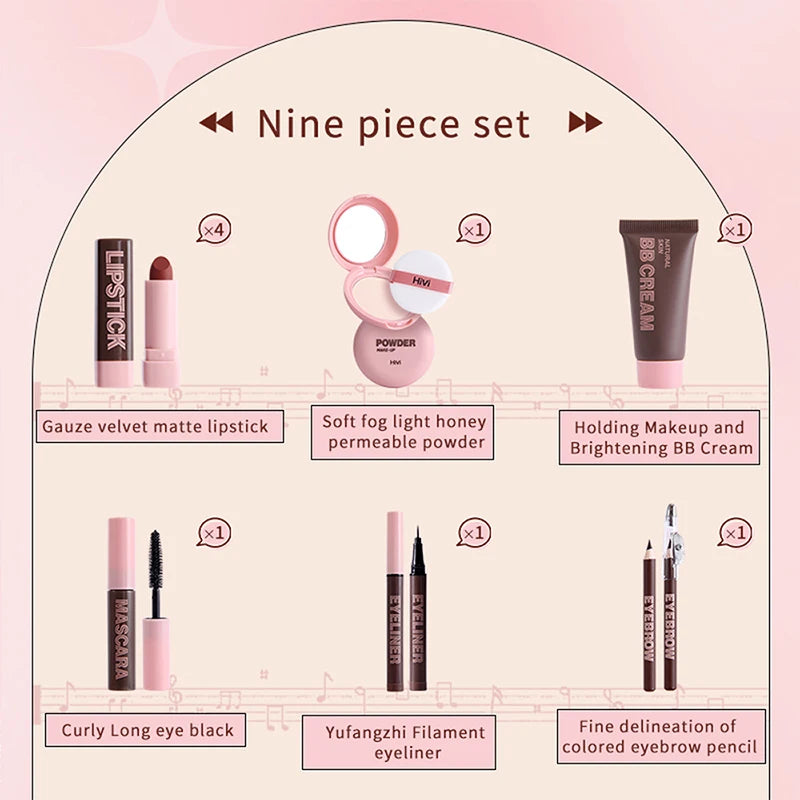 HiVi Makeup Gift Box Set – Powder, Glue, Lipstick & More, Perfect Valentine's Day Gift for Your Wife