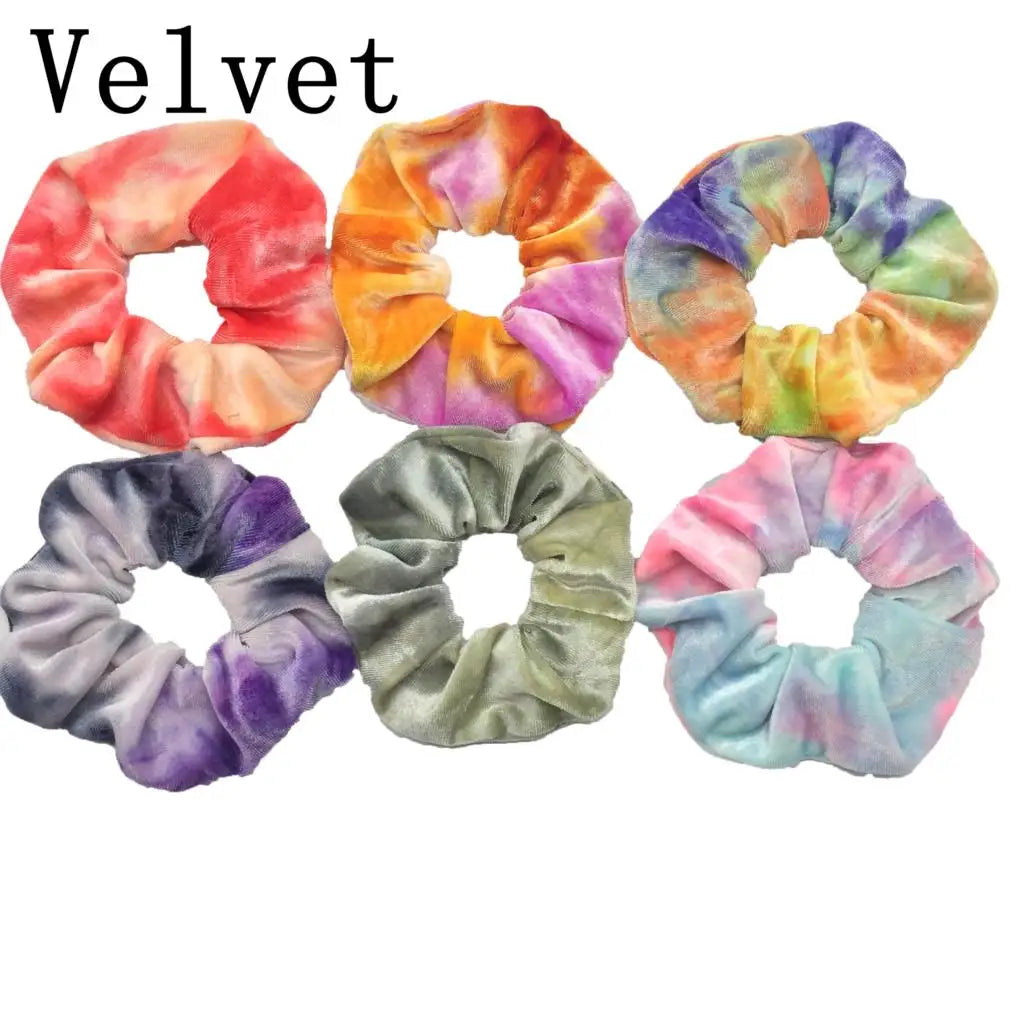 10/6/1Pcs Velvet Hair Scrunchies Set for Women – Solid Color Elastic Ponytail Hair Bands & Headband Accessories (Black Pack)