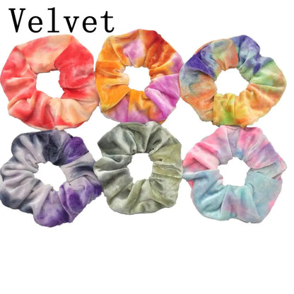 10/6/1Pcs Velvet Hair Scrunchies Set for Women – Solid Color Elastic Ponytail Hair Bands & Headband Accessories (Black Pack)