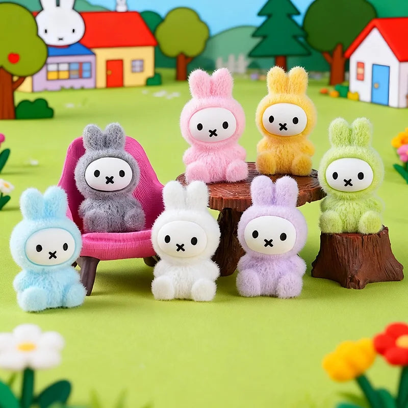 Cute Flocked Sitting Figurine Blind Box - Trendy Toy Keychain Desktop Accessory Birthday Gift