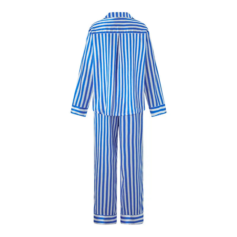 Imcute Women’s Christmas Satin Pajama Set – Long Sleeve Button-Down Top & Loose Lounge Pants Nightwear