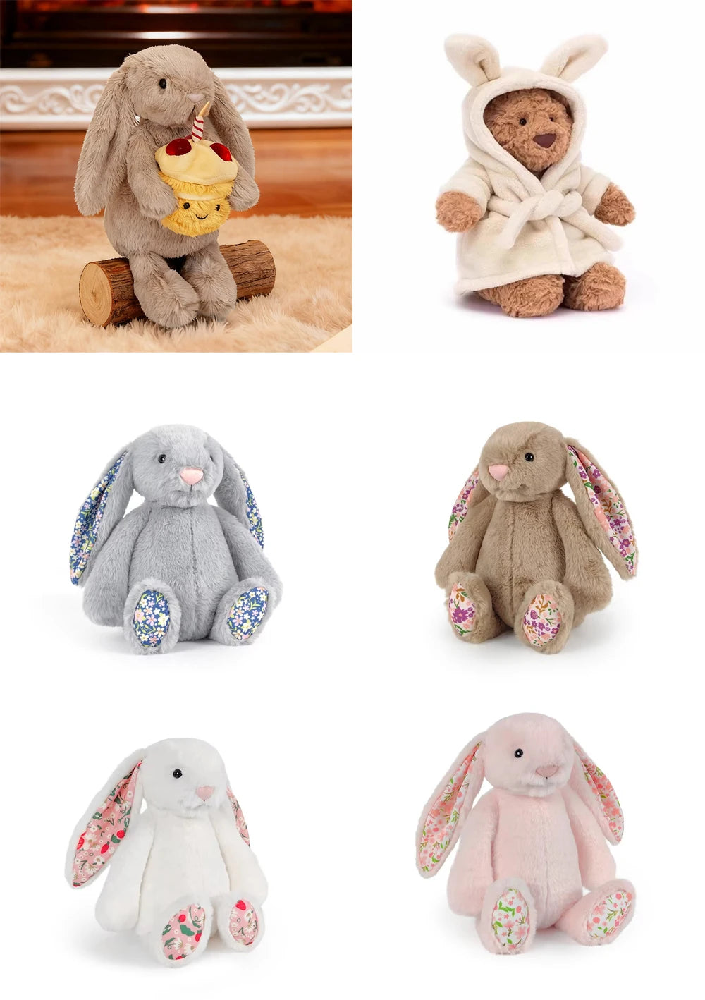 Bathrobe Bear & Rabbit Plush Toy Backpack Charm – Cute Cartoon Plush Gift for Birthday & Christmas