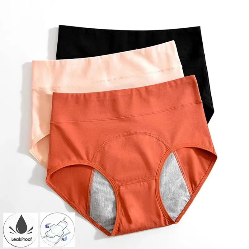 High-Waist Leak-Proof Cotton Menstrual Panties – Comfortable Period Underwear for Women