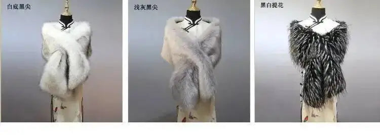 32-Color Luxury Faux Fox Fur Shawl – Women’s Plush Winter Scarf, Wrap & Cape for Wedding & Coat