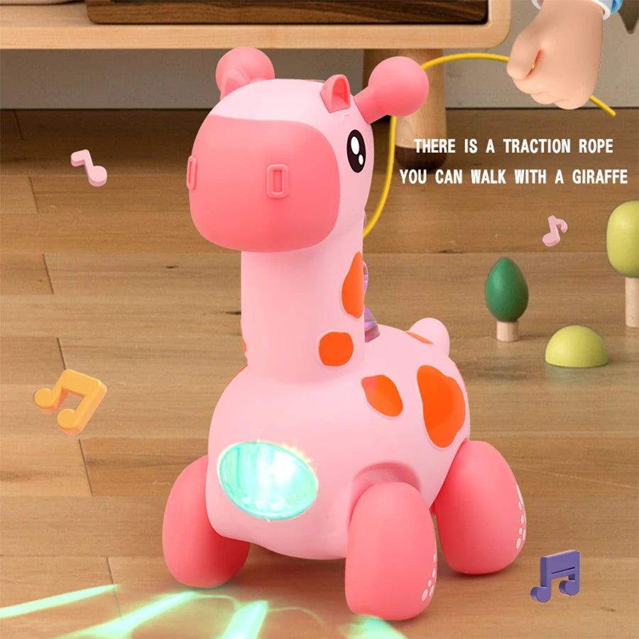 Giraffe Crawling Toy with Lights & Music – Educational Rope Toy for Toddlers, Early Learning Puzzle Toy