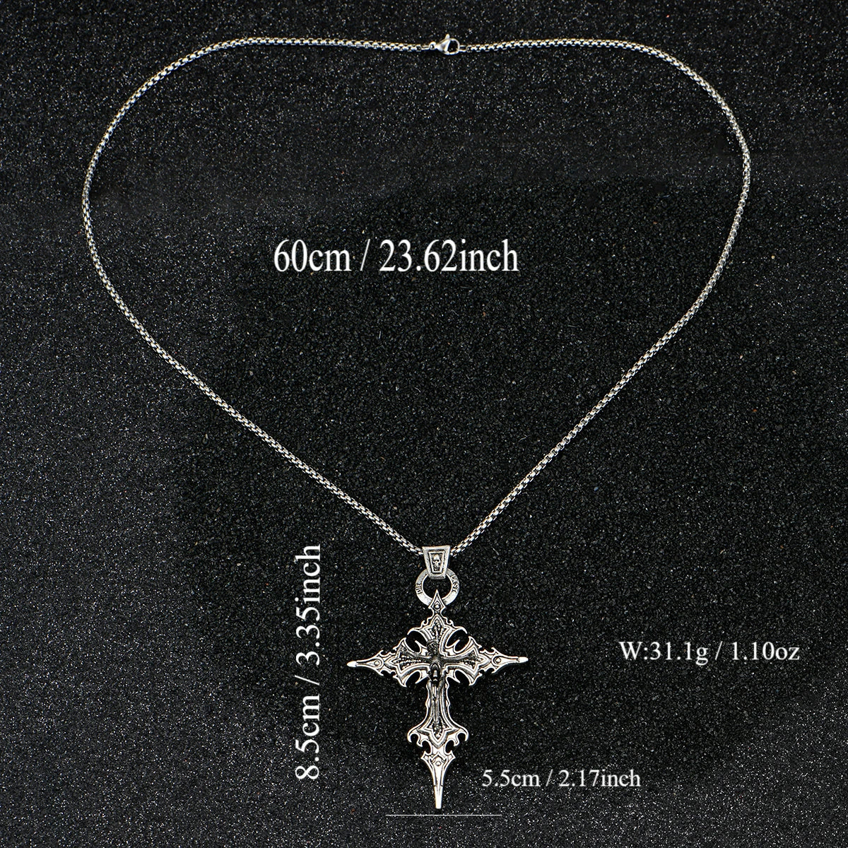 Vintage Gothic Skull Jesus Cross Necklace - Catholic Punk Religious Amulet Pendant for Men