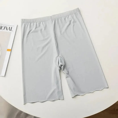 Women’s Seamless Ice Silk Safety Shorts - High Waist Anti-Chafing Thigh Cover Underwear for Plus Size Comfort