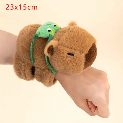 Lovely Capybara Plush Slap Snap Wristband Bracelet – Kawaii Animal Hand Ring Toy for Kids