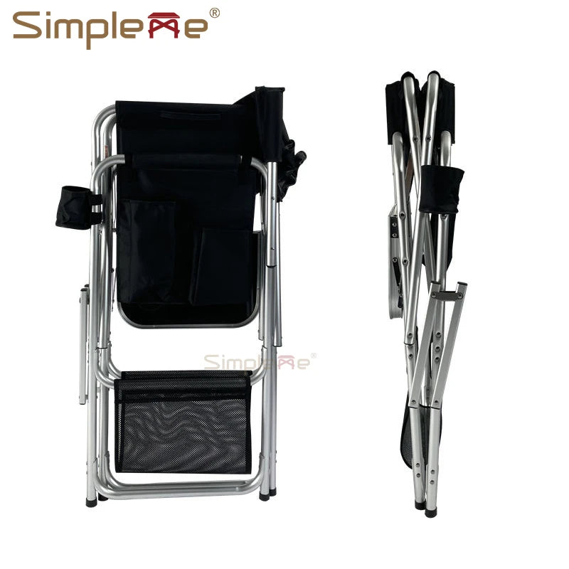 28-Inch Lightweight Aluminium Folding Director Chair – Tall Salon Makeup Chair