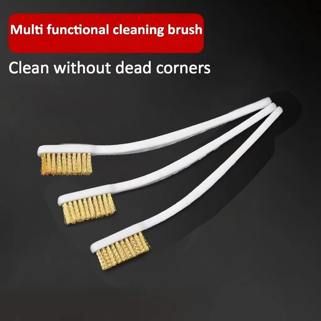 Mini Brass Wire Brush Set - Copper Plated Metal Cleaning Tool for Rust Removal Paint Stripping & Polishing