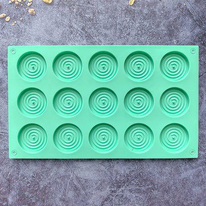 15-Hole Spiral Silicone Mold – Non-Stick Baking Tray for Mousse Cakes, Ice Cream, Pudding, Brownies, Gummies & Jelly Desserts