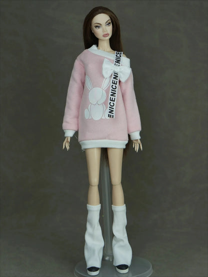 30cm Doll Clothes Set – Long Sleeve Shirt & Foot Covers for 1/6 OB/ST/FR/BB Dolls