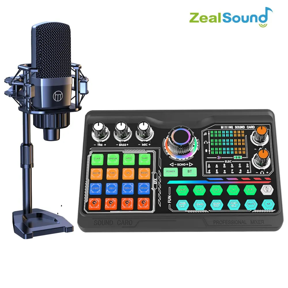 Zealsound Professional Podcast Microphone & SoundCard Kit – USB Recording Mic for PC, Smartphone, Laptop, Vlog, Live Streaming & YouTube