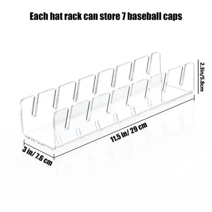 Stackable Acrylic Baseball Cap Rack — Rectangular Hat Organizer Stand for Display and Storage