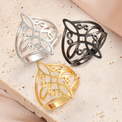 Witch Knot Stainless Steel Ring – Wiccan Celtic Knot Amulet, Good Luck & Protection Jewelry for Men & Women
