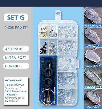 Silicone Air Chamber Nose Pads for Glasses | Anti-Slip Screw-In Eyewear Support & Accessories Kit