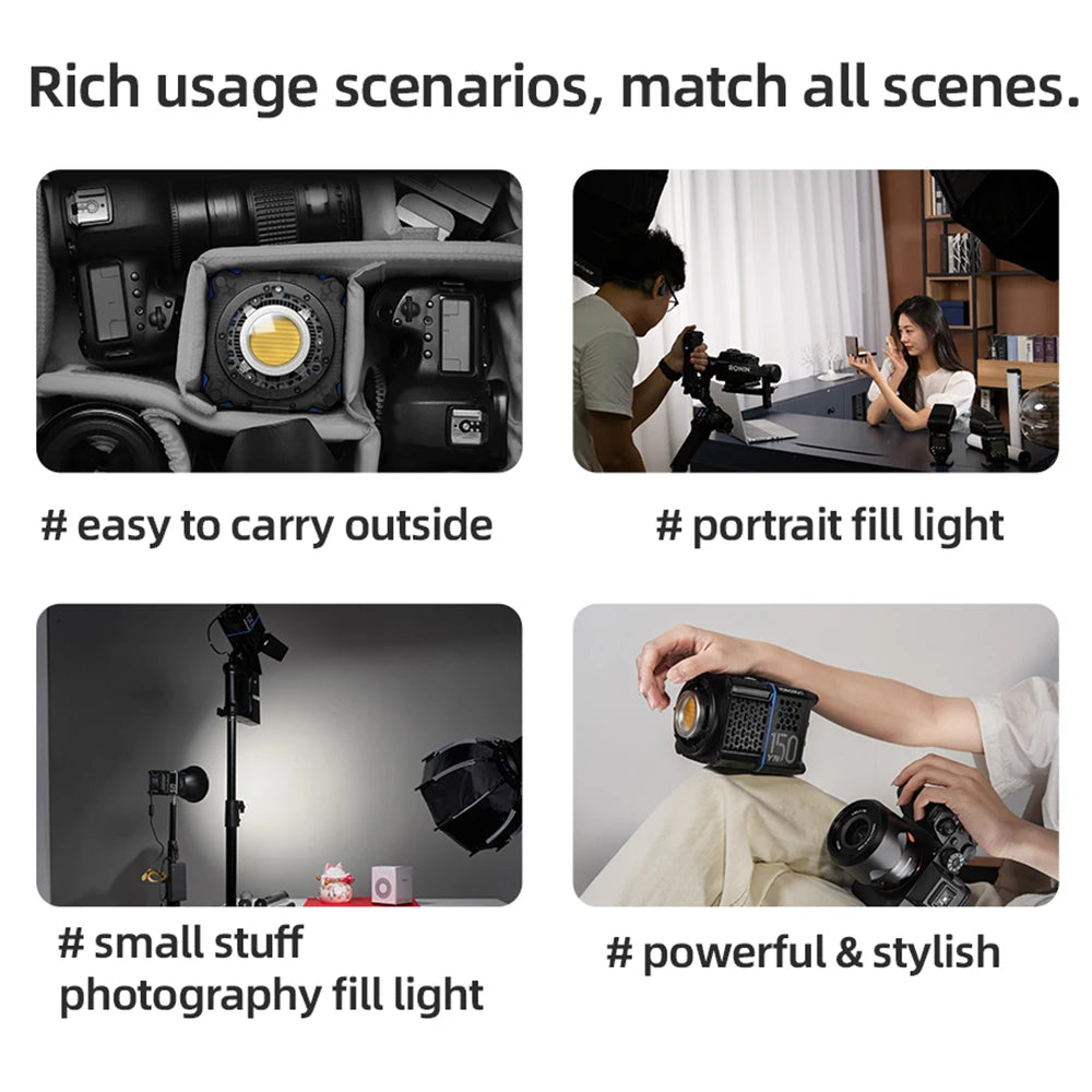Yongnuo YN150 150W Portable LED Video Light - 2700–6500K COB Handheld Photography Fill Light for YN150Li/YN150S