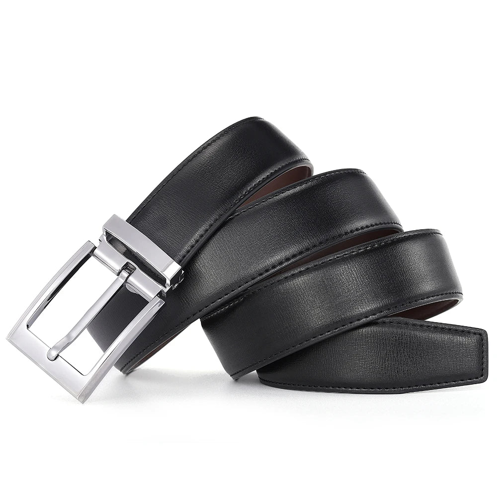 Men’s Pin Buckle Cowskin Leather Belt – High-Quality Designer Waist Strap, Luxury Fashion Accessory