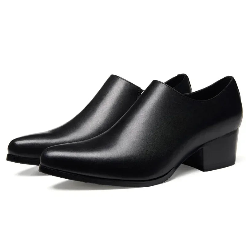 Men’s Genuine Leather Pointed Toe Shoes - Business Wedding Dress Loafers with Stylish Formal Design