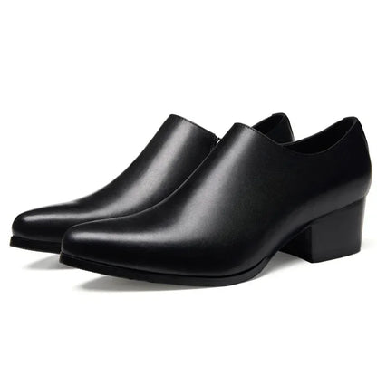Men’s Genuine Leather Pointed Toe Shoes - Business Wedding Dress Loafers with Stylish Formal Design