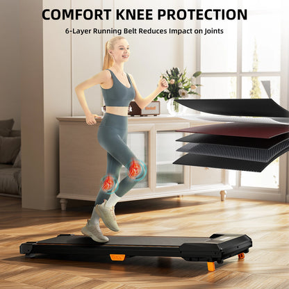 Under Desk Incline Walking Pad Treadmill – 2.5HP Compact Portable Treadmill for Home, 330lbs Capacity