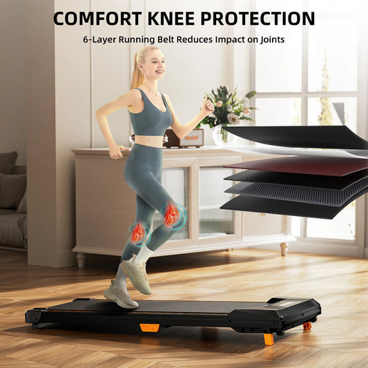 Under Desk Incline Walking Pad Treadmill – 2.5HP Compact Portable Treadmill for Home, 330lbs Capacity